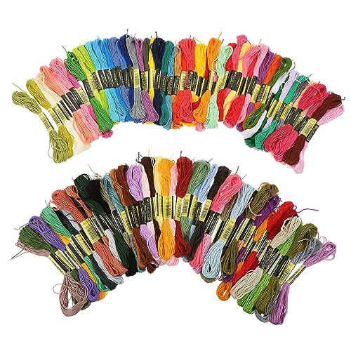 SHINEOFI 124 Stück Kreuzstichgarn aus Baumwolle Faden Baumwollgarn zum Stricken Nähen exquisite Nähgarne Herstellung Nähfäden für Stickereien dekorative bunte Fäden Nähfäden basteln Nähset von SHINEOFI