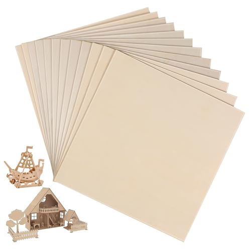 SHINEOFI 12Stücke Bastelholzquadrate Massivem Holz Unbehandelte Holzplatten zum Gravieren Malen und Modellieren für Kreative DIY Projekte von SHINEOFI