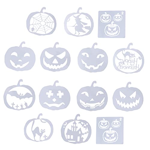 SHINEOFI 14 Stück Halloween gemalte Kürbisschablone halloween halloween mitgebsel Halloween-Zeichnungsschablone künstlich Kürbis-Vorlage Halloween-Vorlage das Haustier Weiß von SHINEOFI
