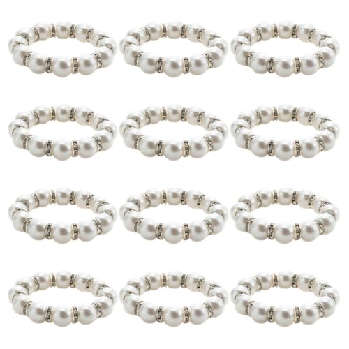 SHINEOFI 15 Stück Handgefertigte Perlen Serviettenringe Imitation Perle Serviettenhalter für Hochzeiten Geburtstagsfeiern und Feiertage Tischdekoration von SHINEOFI