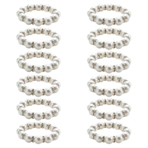 SHINEOFI 15 Stück Imitation Perlen Serviettenringe Perlen Napkin Buckles für Hochzeiten Familienfeiern und Tischdekorationen Diy Serviettenhalter von SHINEOFI