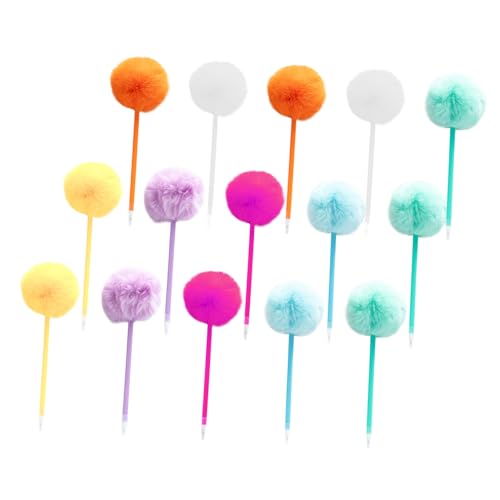 SHINEOFI 15 Stück Teiliges Bunte Flauschige Kugelschreiber mit Pompon Niedliche Cartoon-kugelschreiber für Schule und Büro Kawaii Schreibstifte mit Weichem Bommel für Kreatives Schreiben von SHINEOFI