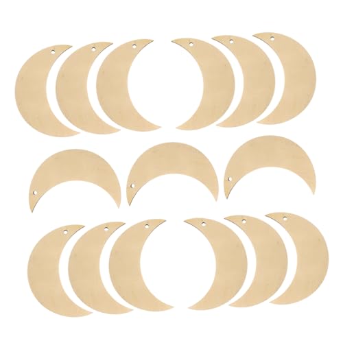 SHINEOFI 15 Stück Teiliges Mond Holzscheiben Naturbelassen für DIY Bastelprojekte Robuste Holzstücke mit Glatter Oberfläche Vielseitig für Kreative Wand und Heimdekoration zum Bemalen und von SHINEOFI