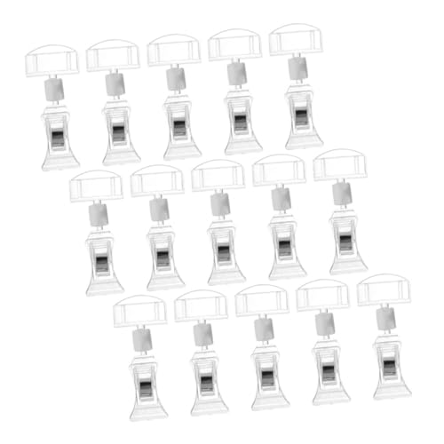 SHINEOFI 15 Stück Transparente Schilderklammern Für Warendisplays, Etikettenklammern Für Regale, Doppelseitige, Drehbare Preisschilder, Kleiderständer, Drehbare Menüetiketten Für Den von SHINEOFI