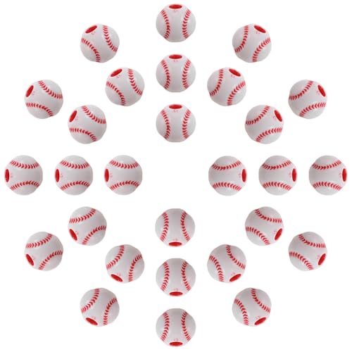 SHINEOFI 150 Stück Acryl Baseballperlen mit Löchern für Diy Schmuckherstellung Sportperlen für Armbänder und Bastelprojekte von SHINEOFI