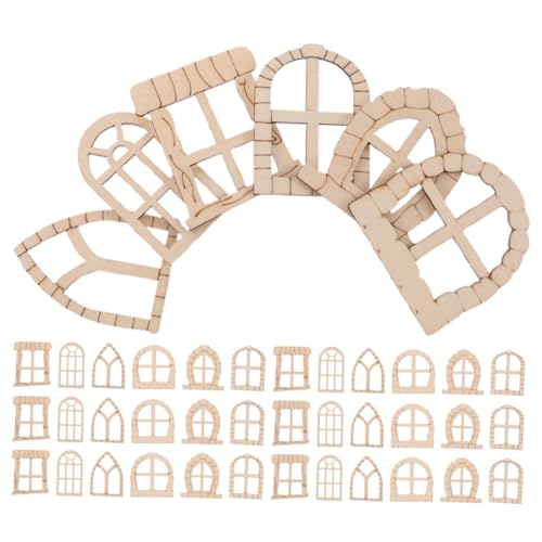 SHINEOFI 150 Stück Feentür – Unvollendete Hölzerne Feengartentür Fenster DIY Bastelset Miniatur Puppenhaus Zubehör Holzrahmen Für Gartenbaum Dekoration von SHINEOFI
