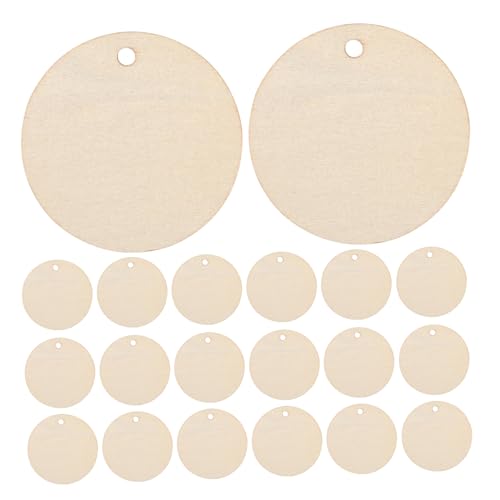 SHINEOFI 150 Stück dekorativer Anhänger aus Holz Hölzerne Weihnachtsschmuck natürliche Holzscheiben Kreisausschnitte aus Holz zum Basteln Bastelscheiben Beige von SHINEOFI
