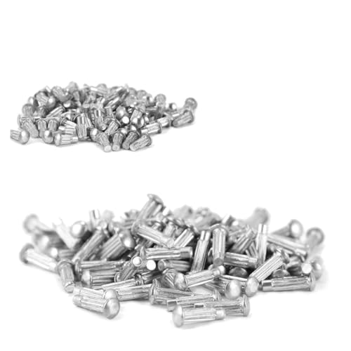 SHINEOFI 1500Stücke Gerändelte Vollnieten Massive Halbkreis Nieten für Beschilderungen Rostfrei und Langlebig für Präzise Befestigungen und DIY Projekte Silberfarben von SHINEOFI