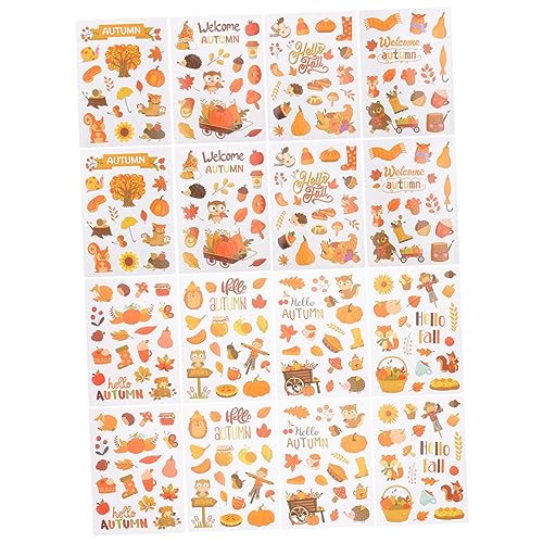 SHINEOFI 16 Blatt Teiliges Thanksgiving Fensterbilder Selbstklebende Papiersticker für Herbstdekoration Langlebige Wandtattoos für Erntedankfest Party und Wohnraumgestaltung von SHINEOFI