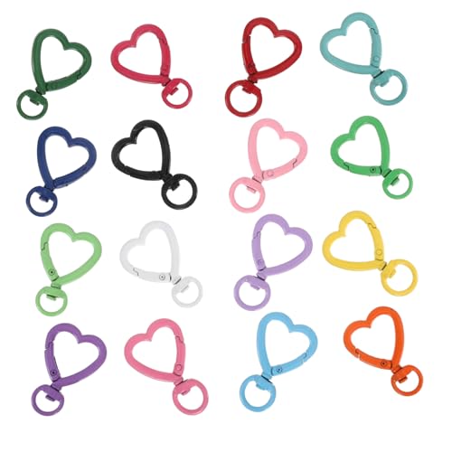 SHINEOFI 16 Stück Herz Schlüsselanhänger Federknappheit auslösen Hardware -Zubehör -Handtasche karabinerhaken in herzform abnehmbarer karabinerhaken swivel hooks clips Zinklegierung von SHINEOFI