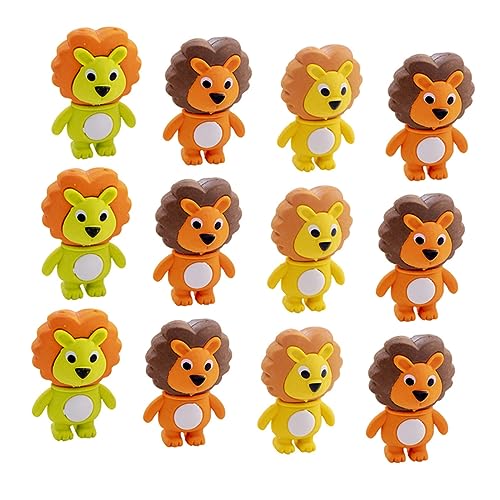 SHINEOFI 16 Stück Radiergummis Löwenform Lustige Cartoon Radierer für Schulbedarf Zufällige und Preise im Klassenzimmer Zufällige Farbe von SHINEOFI