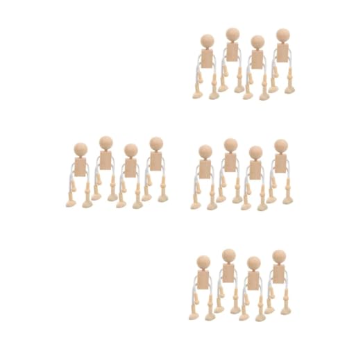 SHINEOFI 16 Stück Teiliges DIY Holzroboter Massivem Holz Unbemalte Flexible Figuren zum Bemalen und Basteln Pädagogisches Kreativspielzeug für Fördert Feinmotorik und Fantasie Naturfarben von SHINEOFI