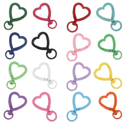 SHINEOFI 16 Stück Teiliges Herz-karabiner Langlebiger Zinklegierung Drehbare Schlüsselanhänger für DIY Schmuck Taschen Schlüsselringe Vielseitige Metall-schlüsselclips für Alltag und SHINEOFI 16 Stück Teiliges Herz-karabiner Langlebiger Zinklegierung Drehbare Schlüsselanhänger für DIY Schmuck Taschen Schlüsselringe Vielseitige Metall-schlüsselclips für Alltag und von SHINEOFI