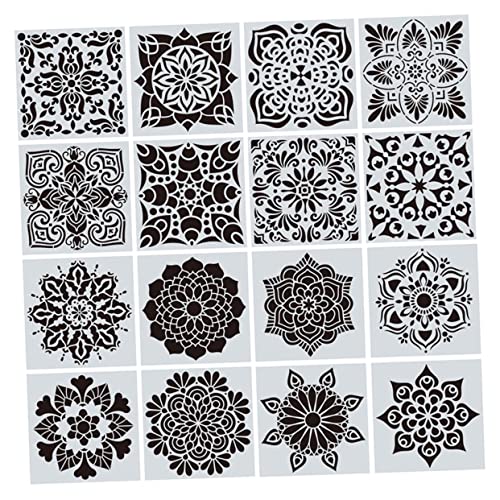 SHINEOFI 16 Stück Zeichnungsvorlage Lineal Für Handwerk Groß Wand Fliesenschablone Zeichnungen Mehrere Boden Mandala-schablonen Sprühen Wände Herstellung Hohle Diy-schablone Das Haustier von SHINEOFI
