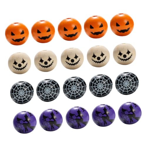SHINEOFI 160 Stück Halloween-Holzperlen Halloween-Charme Dekoration Party klein Ornamente halloween decor halloweendeko genschenkideen Geschenkideen neuartige Holzperlen Runde Perlen von SHINEOFI