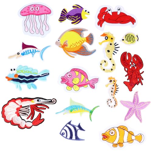SHINEOFI 16st -stoff-patch Bügelbild Tuch Reparieren Mariposas Decorativas Flicken Für Kleidung Aufbügeln Patch-aufkleber Hummer Patch Stickapplikationen Aus Stoff Tier Boutique von SHINEOFI