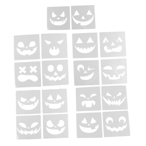 SHINEOFI 18 Stück Halloween-Kürbis-Emoticon-Vorlage Bausätze Schminkschablonen halloween basteln halloween schablonen Kürbis-Ausdrucksschablonen selbst bemalte schablonen das Haustier Weiß von SHINEOFI