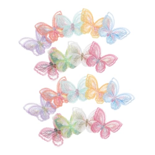 SHINEOFI 18 Stück Schmetterling Organza Spitze Applikationen Doppel-lagen Stickerei Aufnäher zum Aufbügeln und Nähen Vielseitig für Kleidung Jacken Rucksäcke Jeans Taschen Hüte DIY von SHINEOFI