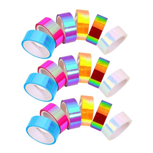 SHINEOFI 18 Stück Teiliges Washi Tape Regenbogenfarben Wasserdichtes Dekoratives Klebeband für Scrapbooking Journaling und Diy Dekoration Kreative Gestaltung für Kunstprojekte von SHINEOFI