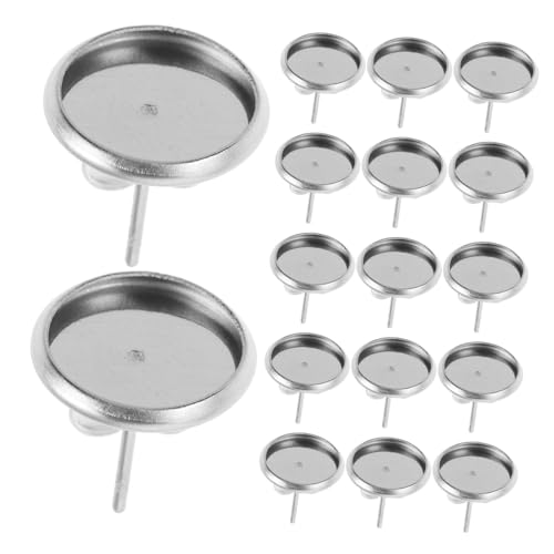 SHINEOFI 180 Stück Edelstahl Ohrstecker Fassung Rundes Cabochon Einfassungstablett Schmuckzubehör für DIY Ohrringherstellung Langlebig Einfach zu Montieren von SHINEOFI
