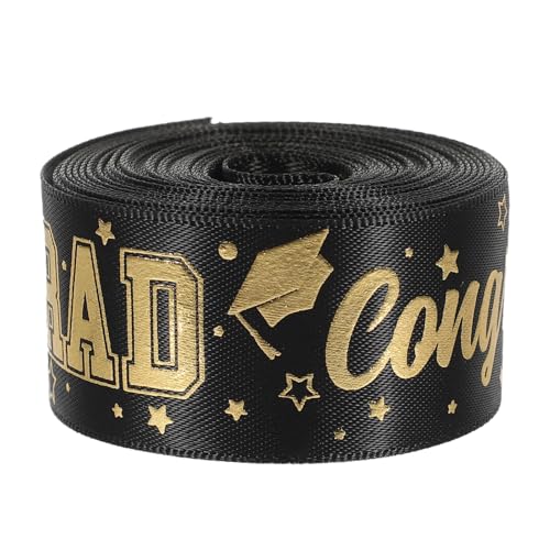SHINEOFI 1Rolle DIY Geschenkband Dekoratives Abschlussband für Kreative Verpackungen Yards Breit Schwarzes Polyester mit Goldprägung für Feierlichkeiten SHINEOFI 1Rolle DIY Geschenkband Dekoratives Abschlussband für Kreative Verpackungen Yards Breit Schwarzes Polyester mit Goldprägung für Feierlichkeiten von SHINEOFI