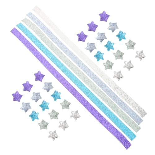 SHINEOFI 1Satz DIY Glitzer Origami Papier Vorgeschnittene Sternstreifen Holografischem Glitzer Bastelmaterial für Projekte Scrapbooking und Kinderfreundliche von SHINEOFI