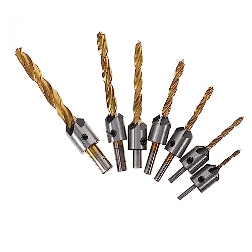 SHINEOFI 1Satz Teiliges Holzbohrkork Bohrerset Mit Senkbohrern Und Praktischem Werkzeug Für Präzise Fasenbohrungen Und Korkentfernung von SHINEOFI