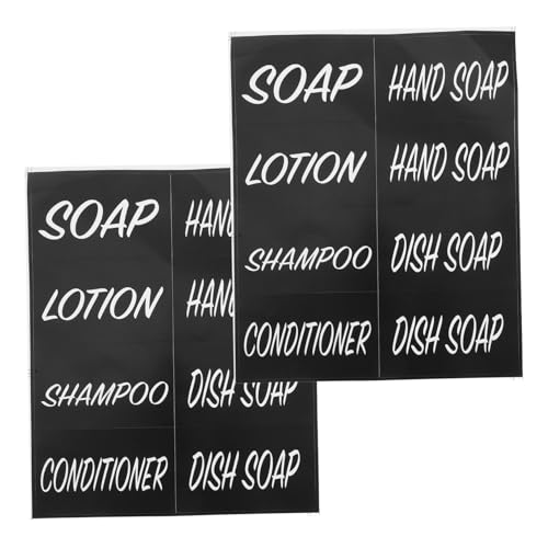 SHINEOFI 2 Blatt Wasserdichte Waschflaschen etiketten mit Modern minimalistischem Design Abwischbare Aufkleber für Shampoo Conditioner und Kosmetikbehälter Geeignet für Bad und Dusche von SHINEOFI