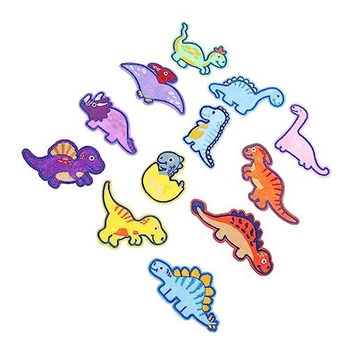 SHINEOFI 2 Dinosaurier-Aufkleber Flecken Flicken für Kleidung gestickte Aufnäher Kleidungsflicken nähen schuhreparatur bastelset bügel Patches reparieren Kleidungsdekore Polyester von SHINEOFI