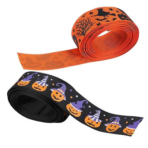 SHINEOFI 2 Halloween-Dekorationsband Halloween-Bänder Ripsband Zierbänder für Bastelarbeiten dickes Band Bänder zum Basteln Schleife Seidenband Blumenwickband Geschenkbänder Polyester von SHINEOFI