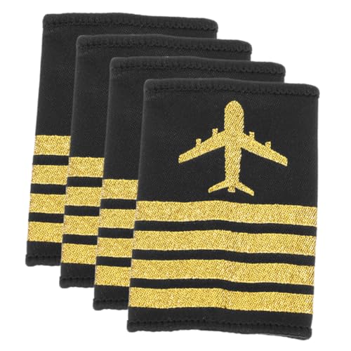 SHINEOFI 2 Paare Pilot Schulterklappen mit Streifen für Cosplay und Bühnenauftritte Epauletten für Flugzeuguniformen für Kapitäne und SHINEOFI 2 Paare Pilot Schulterklappen mit Streifen für Cosplay und Bühnenauftritte Epauletten für Flugzeuguniformen für Kapitäne und von SHINEOFI