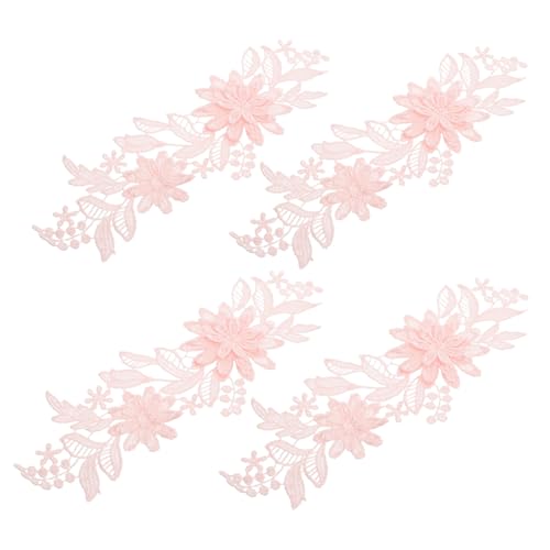 SHINEOFI 2 Paare Stickerei -hochzeitskleidungszubehör Spitzenapplikationen Dekoratives Spitzenband Spitzenanwendung Für Das Nähen Blumenspitze Für Handwerk Kleiderapparat Rosa Polyestergarn von SHINEOFI