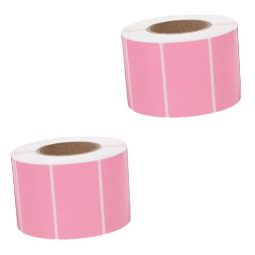 SHINEOFI 2 Rollen Farbiges Thermoetikettenpapier Aufkleberpapier Selbstklebende Thermoetiketten Thermischer Aufkleber Lebensmittelbehälteretiketten Leer -versandetiketten Rosa von SHINEOFI