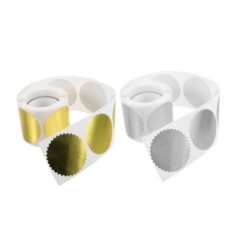 SHINEOFI 2 Rollen Geprägte Siegelaufkleber, Zahnrad-klebeetiketten Für Zertifikate, Absolventenaufkleber, Geprägte Siegel, Prägeaufkleber, Siegel von SHINEOFI