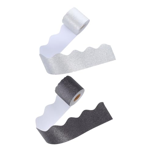 SHINEOFI 2 Rollen Glitzernde Tafelränder Fürs Klassenzimmer, Eleganter, Funkelnder Plakattafelrand, Gewellte Glitzerkanten, Dekorativer Pinnwandrand Für Schule Und Büro (10 M) von SHINEOFI