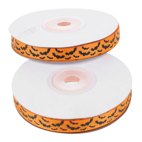 SHINEOFI 2 Rollen Halloween Geschenkband Breit DIY Geschenkverpackung Dekoratives Band mit Orangen Fledermaus für Basteln Partydeko SHINEOFI 2 Rollen Halloween Geschenkband Breit DIY Geschenkverpackung Dekoratives Band mit Orangen Fledermaus für Basteln Partydeko von SHINEOFI