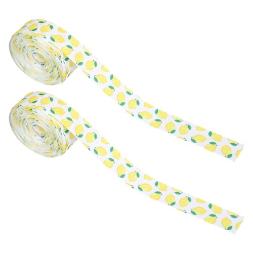 SHINEOFI 2 Rollen Zitronen Dekorationsband mit Draht Breit Lang Vielseitiges Schleifenband für Geschenkverpackung DIY Basteln Kränze Party Wohnaccessoires von SHINEOFI