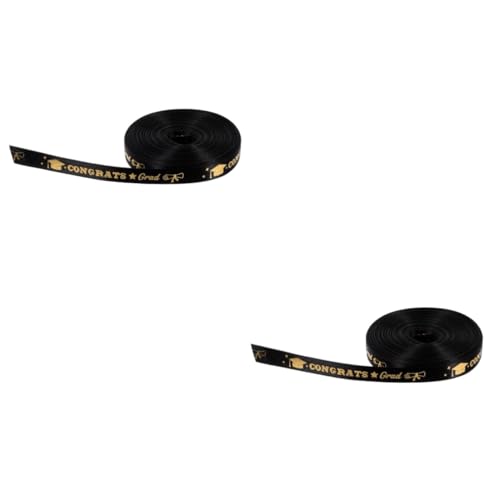 SHINEOFI 2 Rollen verpackung Band Brief weißes Band Fleck funkelnd Abschlussband Bögen seidenband ribbon paket band packing tape dekobänder Geschenkband Banddekor Polyester Black von SHINEOFI
