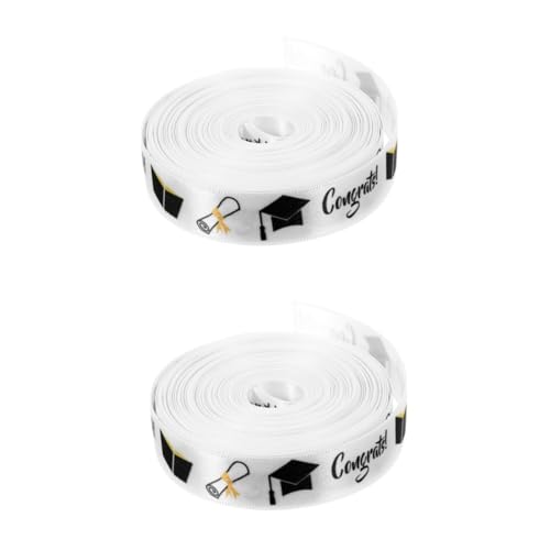 SHINEOFI 2 Rollen verpackung Band zum Einpacken Schleife Glückwunschband geschenkband ostern geschenkeband dekoration bastelset Festivalband Partei dekoratives Band Polyester Weiß von SHINEOFI