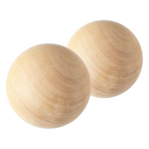 SHINEOFI 2 STÜCK Solide Holz Kugeln Naturbelassene Sphären Glatte Oberfläche Blanko DIY Basteln Holzdekor Kunstprojekte von SHINEOFI