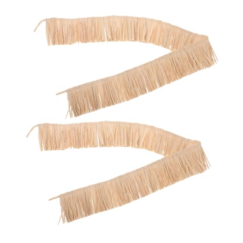 SHINEOFI 2 STÜCK Teiliges Handgewebtes Raffia Fringe Trim Baststreifen Natürliches Bastmaterial für DIY Sommerdeko Hawaiian Party Bastelzubehör von SHINEOFI