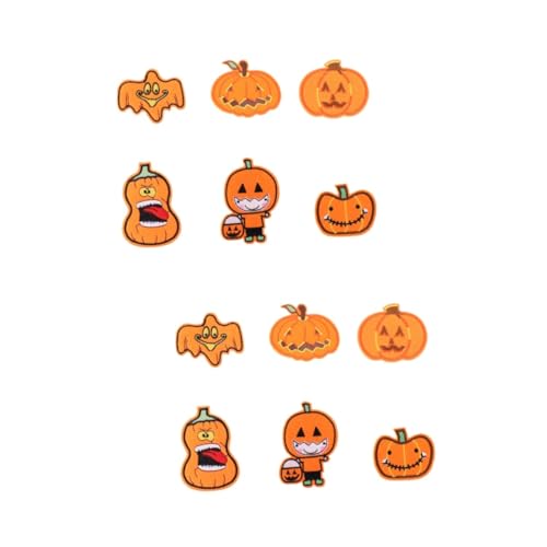 SHINEOFI 2 Sätze 18 Stück Halloween-Kürbis-Patch-Aufkleber dekorative Patches Erwachsene halloween dekoration halloween-dekoration Halloween-Patch Cartoon-Stoffaufkleber Twill-Stoff Orange von SHINEOFI