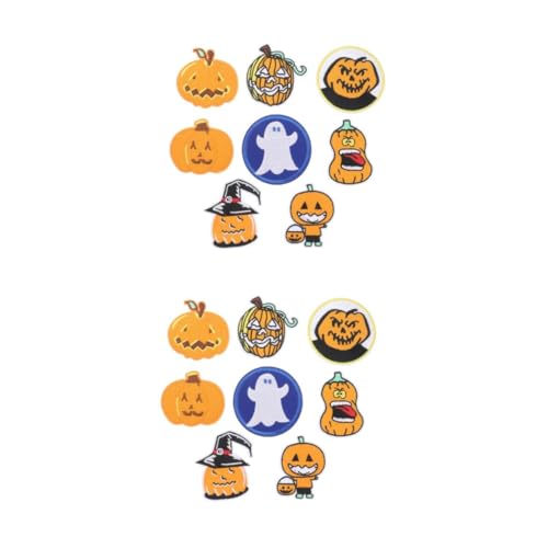 SHINEOFI 2 Sätze 2 Sets Halloween Applikation Bestickte Aufnäher Blumenaufkleber Zum Aufnähen Vintage Aufnäher Für Kleidung Stickflicken Kleidungsflicken Für Löcher Süßes 8 Stück * 2 von SHINEOFI