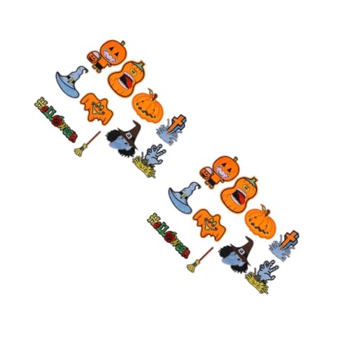SHINEOFI 2 Sätze 2 Sets Halloween Bestickter Stoffaufnäher Kürbis Halloween Patches Benutzerdefinierte Aufnäher Dekorationen Jacke Mit Hello Applikation Nähen Kleidung Aufbügler 10 Stück * 2 von SHINEOFI