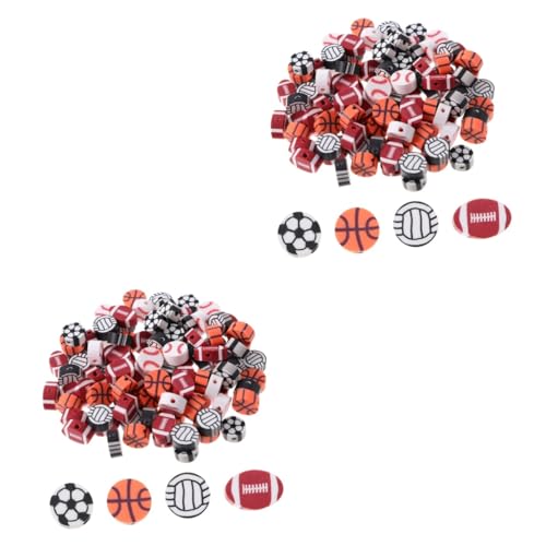 SHINEOFI 2 Sätze Bastelzeug Für Freundinen Faszinater Diy Schmuckherstellung Diy-schmuck Bunt Die Tour Sport-charm-abstandsperle Sportperlen Lose Perlen Polymer-ton 300 Stück * 2 von SHINEOFI