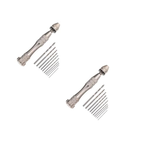 SHINEOFI 2 Sätze Bohr- und Schnitzwerkzeuge Puncher Loch Schlagbohrer Schlüssel Mini-Handbohrer Kleine Bastelbohrer Handbohrmaschine für die Holzbearbeitung Aluminiumlegierung Silber von SHINEOFI