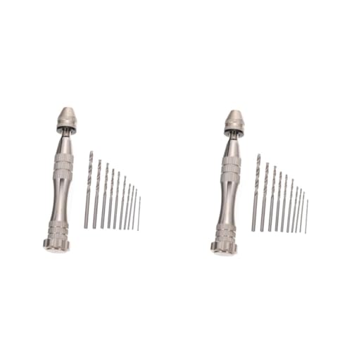 SHINEOFI 2 Sätze Bohr- und Schnitzwerkzeuge Schlüssel Puncher Loch Schlagbohrer Mini-Handbohrmaschine für das Handwerk Mini-Handbohrer Kleine Bastelbohrer Aluminiumlegierung Silber von SHINEOFI
