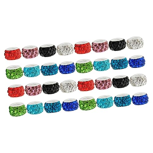 SHINEOFI 2 Sätze Bohrkugel Perlen Mit Großem Loch Bunte Abstandshalter Charms Halsketten Armbänder Basteln Ästhetischer Schmuck Silberne Strasssteine Abstandshalter 200 Stück * 2 von SHINEOFI