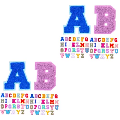 SHINEOFI 2 Sätze Buchstaben-patch Stickzubehör Bastelzubehör Bastelmaterial Jacke Nähen Kleider Stoffflicken Für Kleidung Kleine Buchstaben Zum Aufbügeln Handtuchstickerei 52 Stück * 2 von SHINEOFI