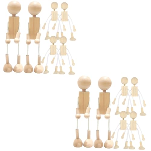 SHINEOFI 2 Sätze Cartoon- Aus Holz Zabawki Stymulujące Rozwój Dekoring Kind Unvollendet Spielzeuge Schaufensterpuppe Puppenspielzeug Aus Holz Kleine Diy-holzfigur 6 Stück * 2 von SHINEOFI